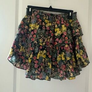 LoveShackFancy Multicolor Floral Skater Skirt Medium